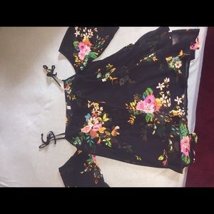 Off the Shoulder Floral Layered Blouse